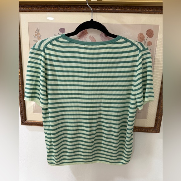 EUC Madewell Green Striped Ribbed T-Shirt - Picture 3 of 4